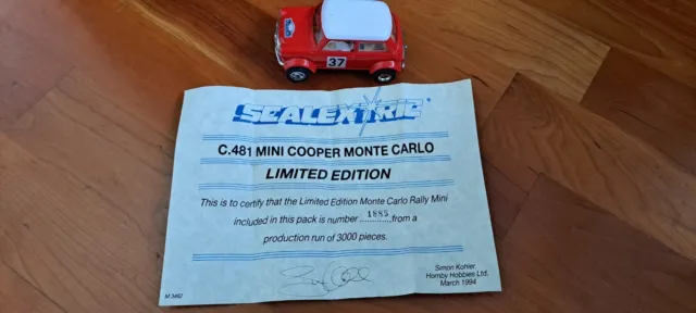 Scalextric C481 Mini Cooper Monte Carlo Ltd Ed Of 3000 With Certificate