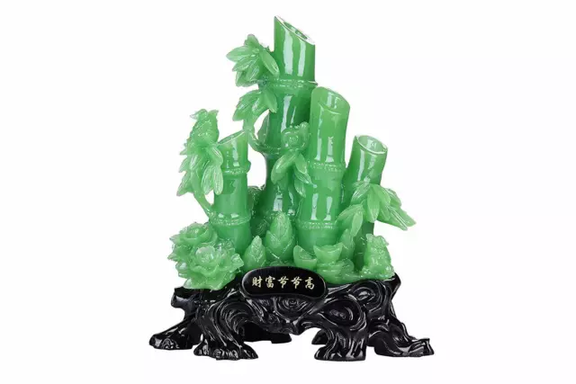 Lucky Bamboo Statue, Feng Shui Decor Attract Wealth and Good Luck (Large)