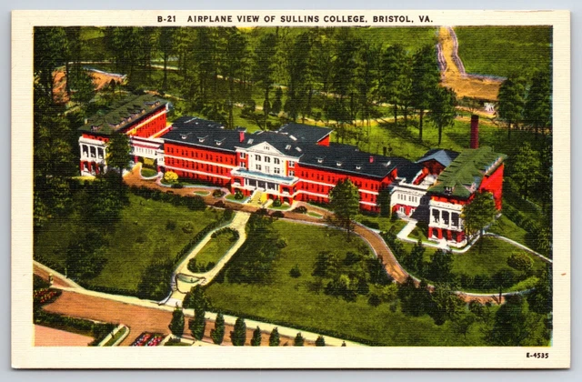 Sullins College Aerial View Bristol Virginia VA Vintage Postcard