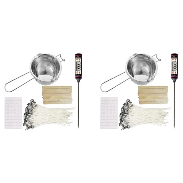 2 x kit per fare candele, crogiolo candele, stoppini candela, adesivi stoppini, candela WJ8F3