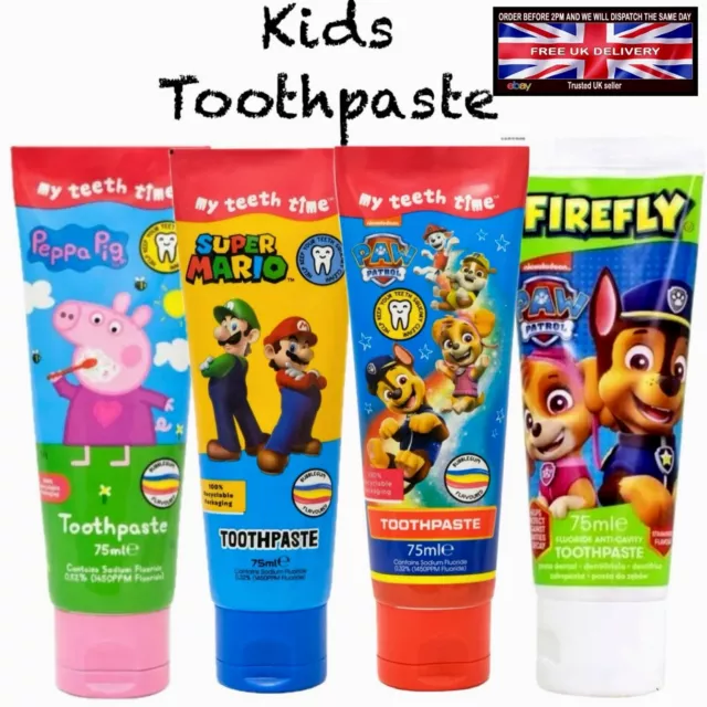 Kids Toothpaste 6-12Years Assorted Flavours 75ml Strawberry /Bubble Gum Children