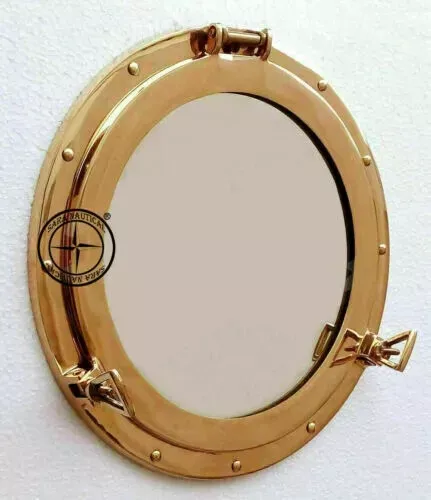 Solid Brass Antique Porthole 15" Maritime Nautical Ship Boat Window Wall Mirror