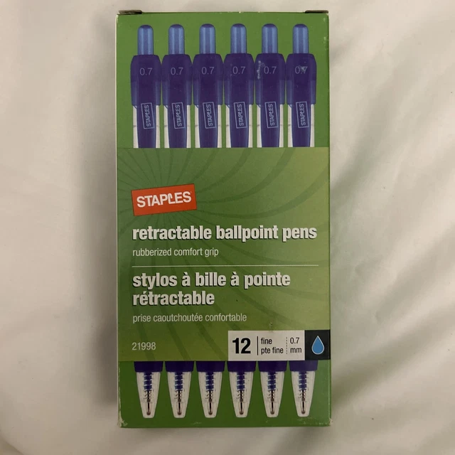 STAPLES RETRACTABLE BALLPOINT Pens Medium Point Blue Color with