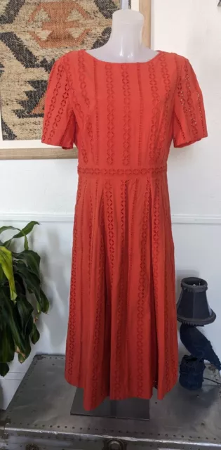 GREAT PLAINS French Connection Broderie Anglais Dress Midi Dress Size Large 14