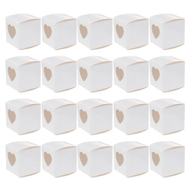 20 piezas caja de flores forma de corazón papel recipiente para pasteles cajas de donas blanco