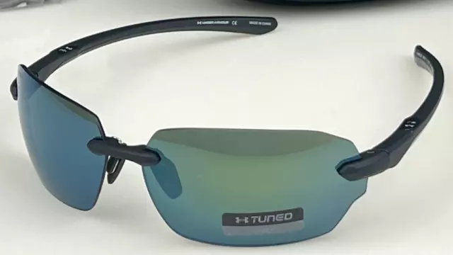 UNDER ARMOUR UA FIRE 2 Mens 71mm Black Frame Blue Lens TUNED Golf Sunglasses NEW