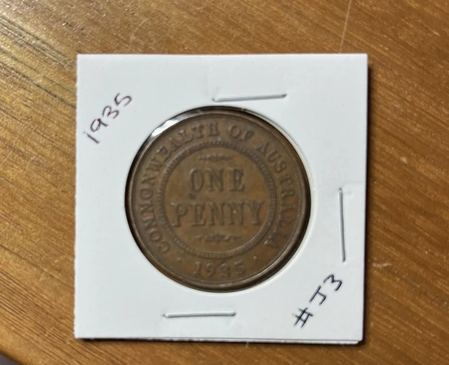 🏦Lovely 1935 Melbourne Australia Penny 🏦Early Date Coin King George V #J3🏦