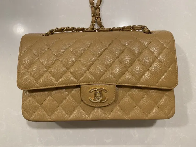 CHANEL PRE-OWNED MINT Condition M/L Beige Caviar Classic Flap With Gold  Hardware $12,000.00 - PicClick