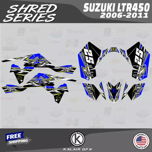 Graphics Kit for SUZUKI LTR450 (2006-2011) Shred-Blue (16 MIL)