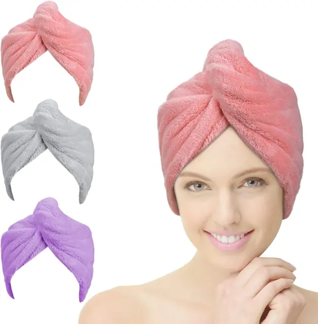 Confezione da 2, turbante doccia per l'asciugatura dei capelli in