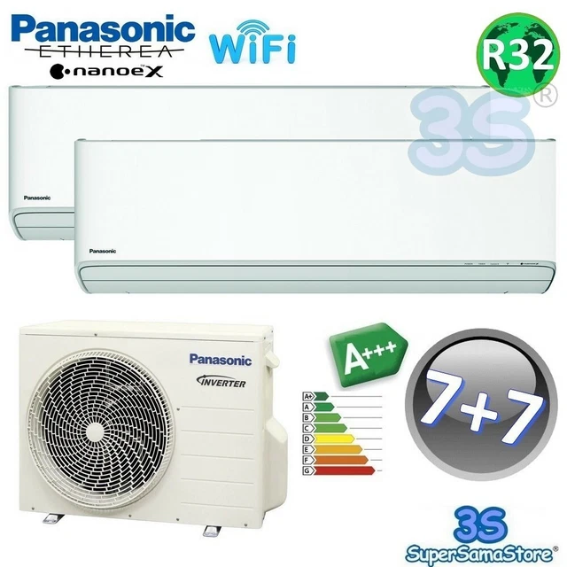 3S CLIMATISEUR Reversible Bisplit A+++ 2,0+2,0 kw R32 PANASONIC ETHEREA ZKE WIFI