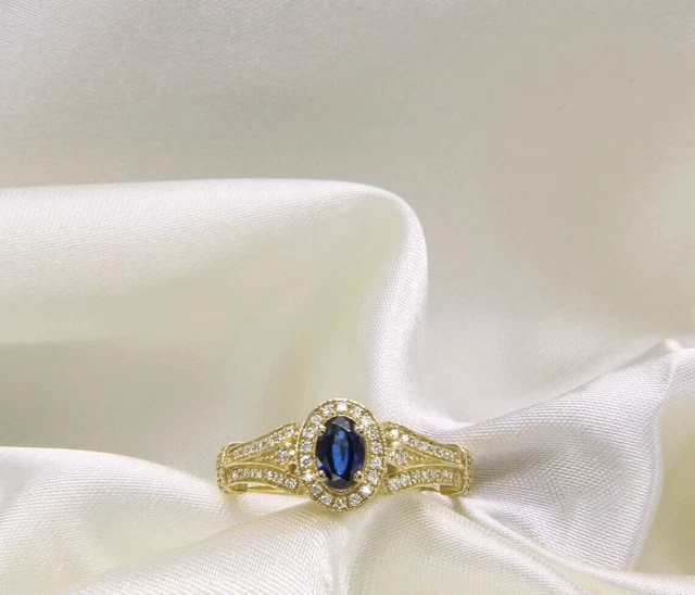 3Ct Oval Cut Lab Created Sapphire Men's Engagement Ring 14K Gold Plated Silver.
