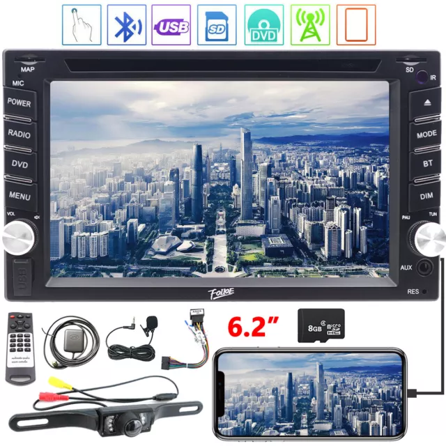 Camera 6.2inch GPS Double 2Din Stereo Radio Car CD DVD Player Bluetooth +Map*