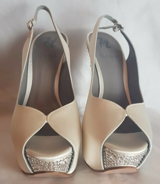 Scarpe décolleté tacchi GINIA Designer Swarovski sposa plafform UK4 US6 £6695
