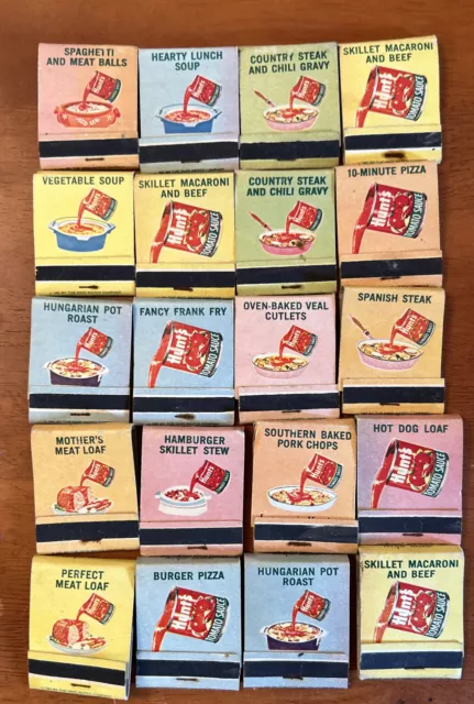 HUNTS Recipe Matchbooks Matches Lot Of 20 Hunts Tomato Sauce - Front Strike 1963