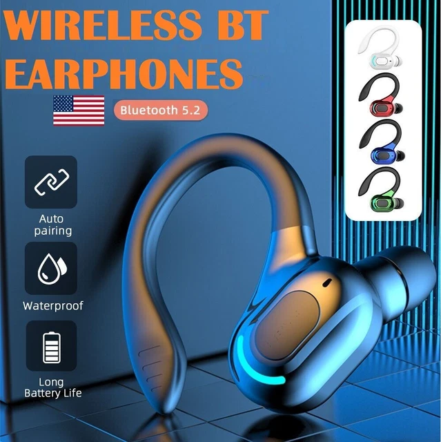 Bluetooth 5.2 Headset  Wireless Earbuds Earphones Stereo Headphones w/ Ear Hook