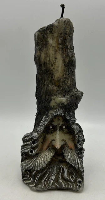 Vintage Carved Wax Old Man 10" Candle Spooky Halloween Folk Art