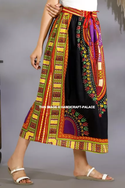 Nero Dashiki Gonna Spiaggia Abbigliamento Cotone Africano Stampa Avvolgere Abito 2