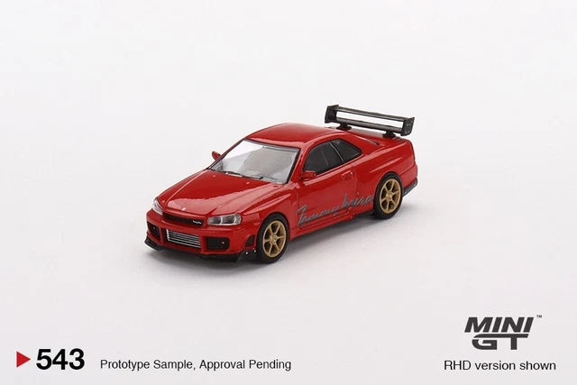 Mini GT Nissan GT-R (R34) V-Spec 1/64 Rosso #796 - Modello Diecast TSM 2024