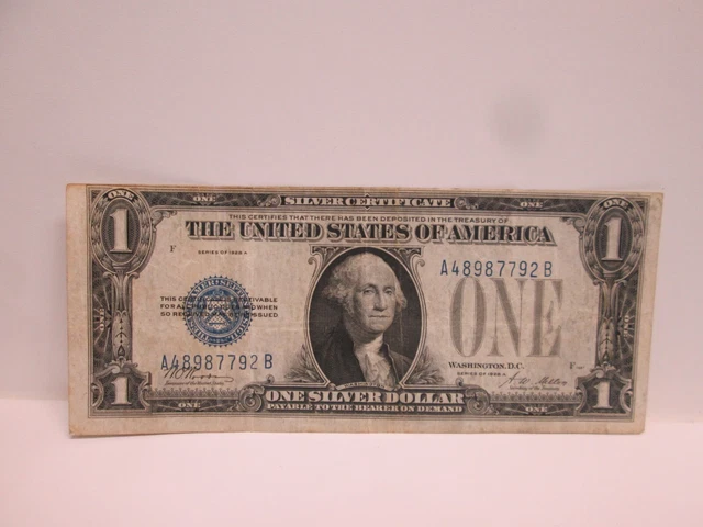 1928A $1 Silver Certificate Note- Funny Back- Off Center