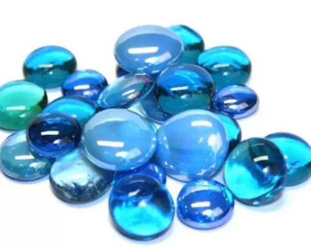 Glass Mosaic Tile Nuggets - Turquoise Mix Rounded Gems