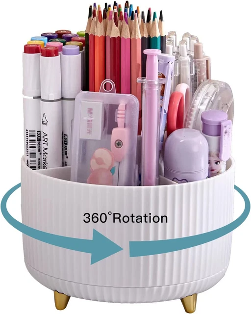 Pen Holder for Desk, Pencil Holder,5 Slots 360° Degree Rotating Desk Organizers