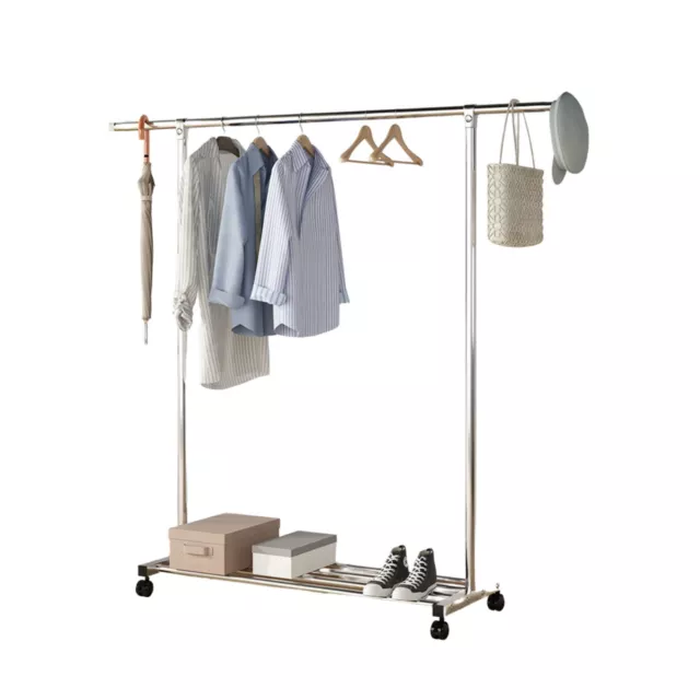 Ekkio Clothes Rack Stainless Steel One Rail Display Stand Shoe Storage Shelf 2