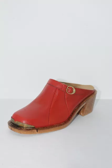 Children's Girl's Clogs Size 31 Top Modell Red Leather True Vintage 80's Kids