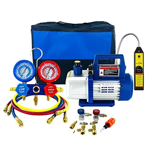 P PBAUTOS 4CFM 1/3HP Single-Stage Vacuum Pump and R134a, R407C, R404A, R410A