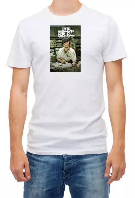 Pablo Emilio Escobar - El Patrón Del Mal Manica Corta Bianco Uomo T Shirt F096