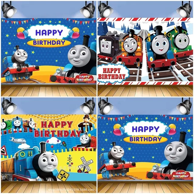 THOMAS AND FRIENDS Happy Birthday Backdrop Banner Photo Background