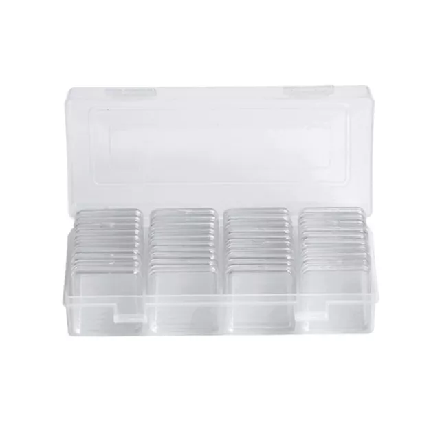 40Pcs Square Plastic Coin Collection Boxes Storage Holder Container Boxes Case t