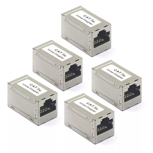 5Pcs Cat5e Inline Coupler RJ45 Female to Female Straight Cable Extender Module x