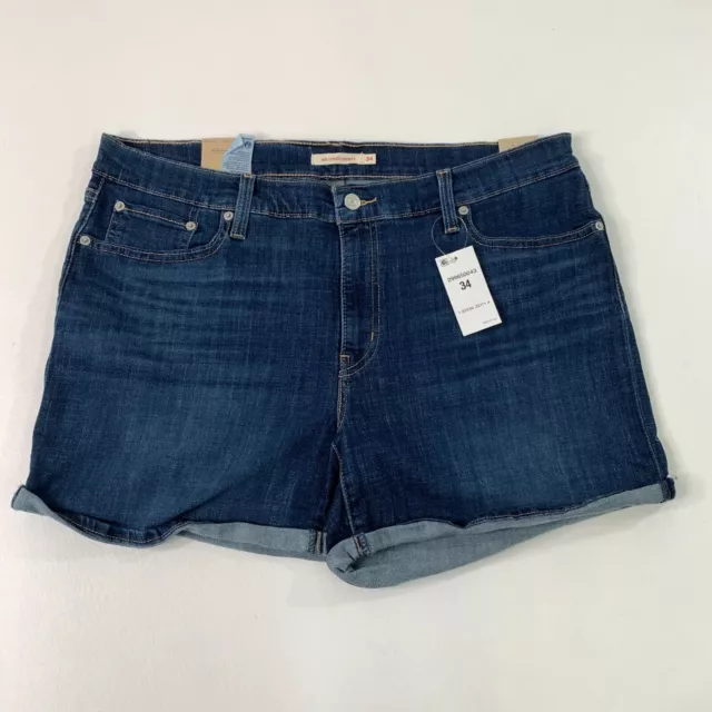 Levi's Women's Shorts 18 Mid Length Blue Jean Denim Cuffed Shorts 18 W34