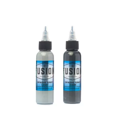 FUSION Tattoo Inks Opaque Gray Set of 2 Colors 1/2 oz 15 ml Bottle Authentic USA