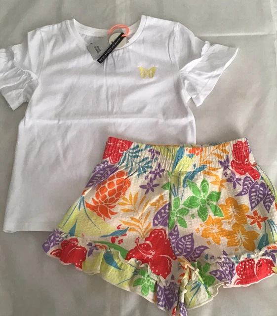 River island mini girls aged 2-3 years tropical textured  shorts outfit BNWT