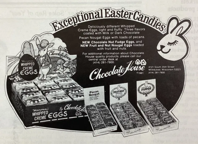 Chocolate House Candy Print Ad Original Vintage 1981 Rare VHTF Eggs Milwaukee WI