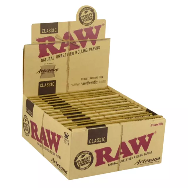 Raw Classic King Size Slim Artesano with Rolling paper, Tray and Tips -Box of 15 2