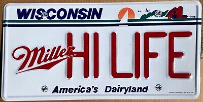 Vintage Miller HI LIFE Beer State Of Wisconsin License Plate Tin Sign High Life