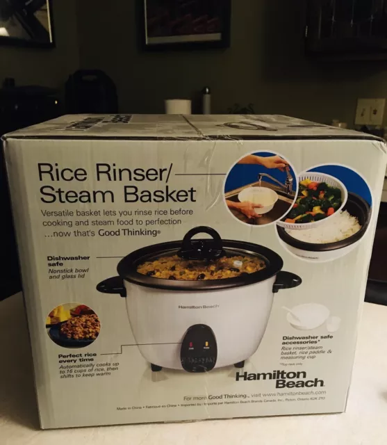 Cuiseur à riz et vapeur alimentaire Hamilton Beach 16 tasses 37516 flambant neuf