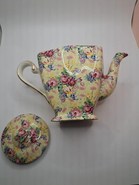 Royal Winton England Grimwades Welbeck Chintz Square Teapot 1995 3