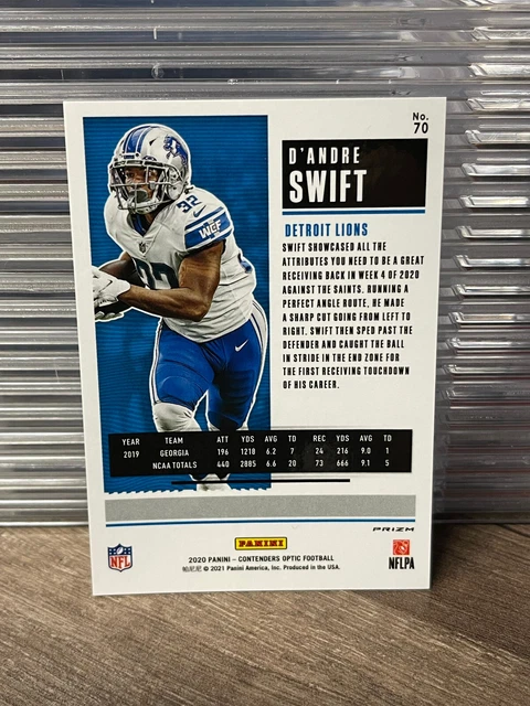 2020 Panini Contenders Optic Rookie Ticket Silver Prizm #70 D'Andre Swift 2