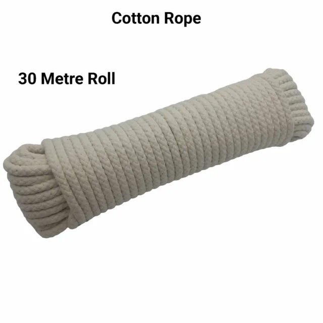 10mm 1cm Corde 100% Coton Tressé Tout Taille Rouleau 30 Mètre Souple Chien