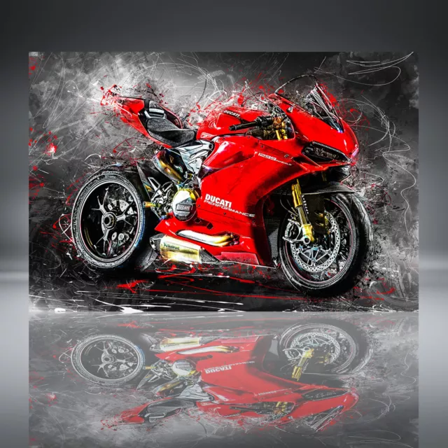 Acrylglas Wandbild Glasbild Poster Ducati Panigale Abstrakt Kunstbilder Motorrad