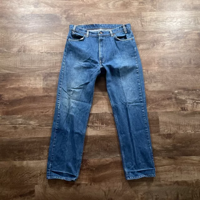 Vintage Levis Jeans Mens 34 Blue Denim Pants 505 Straight Orange Tab Cotton 80s