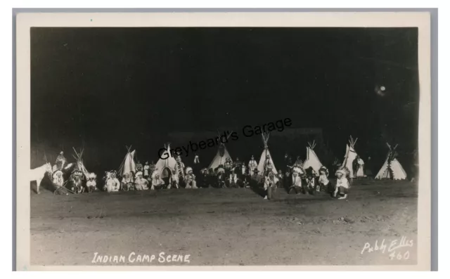 RPPC Indian Camp Scene Native American Tipis Ellis 460 Real Photo Postcard