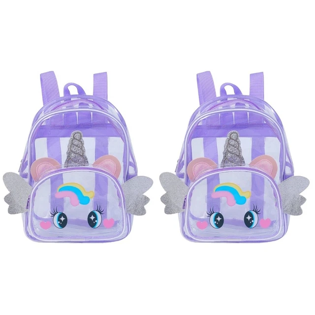 2 PCS Children Camping Shoulder Pouch Transparent Backpack Cartoon Backpacks Bag