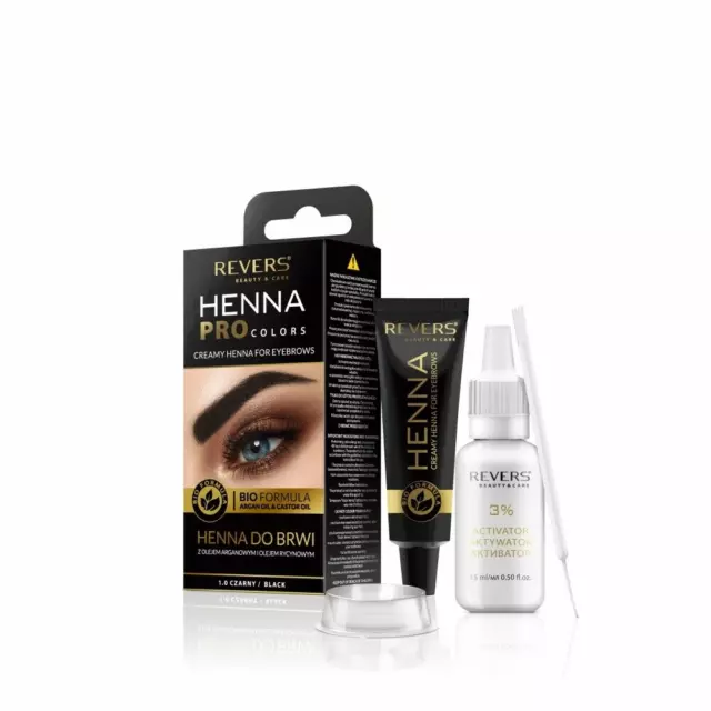 REVERS HENNA EYEBROWS TINT Professional Brow Dye Cream Black Brown Graphite 15ml 3