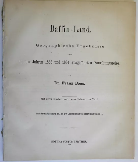 Baffin Island Canada Geography 1885 Boas Petermann two scarce color maps 2