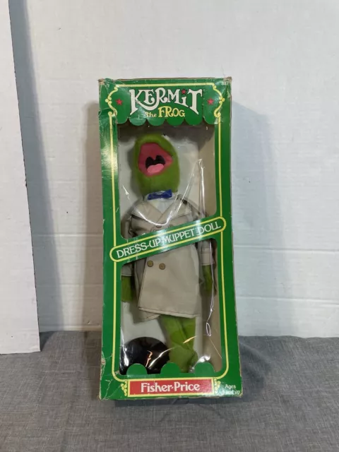 Vintage 1981 Fisher Price Kermit the frog Dress - Up Muppet doll NIB 14"